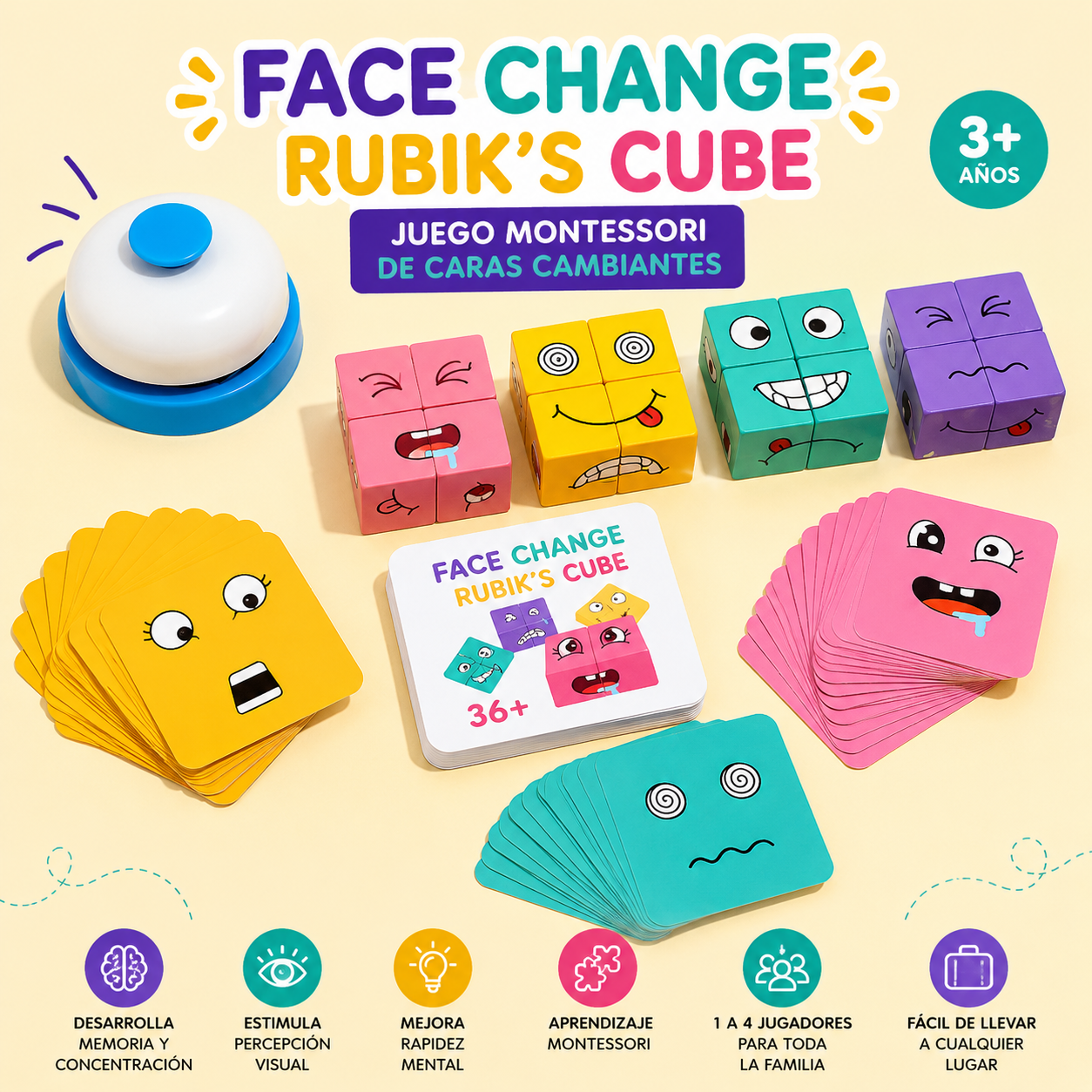 FACE CHANGE RUBIK´S CUBE - JUEGO DE MESA MONTESSORI