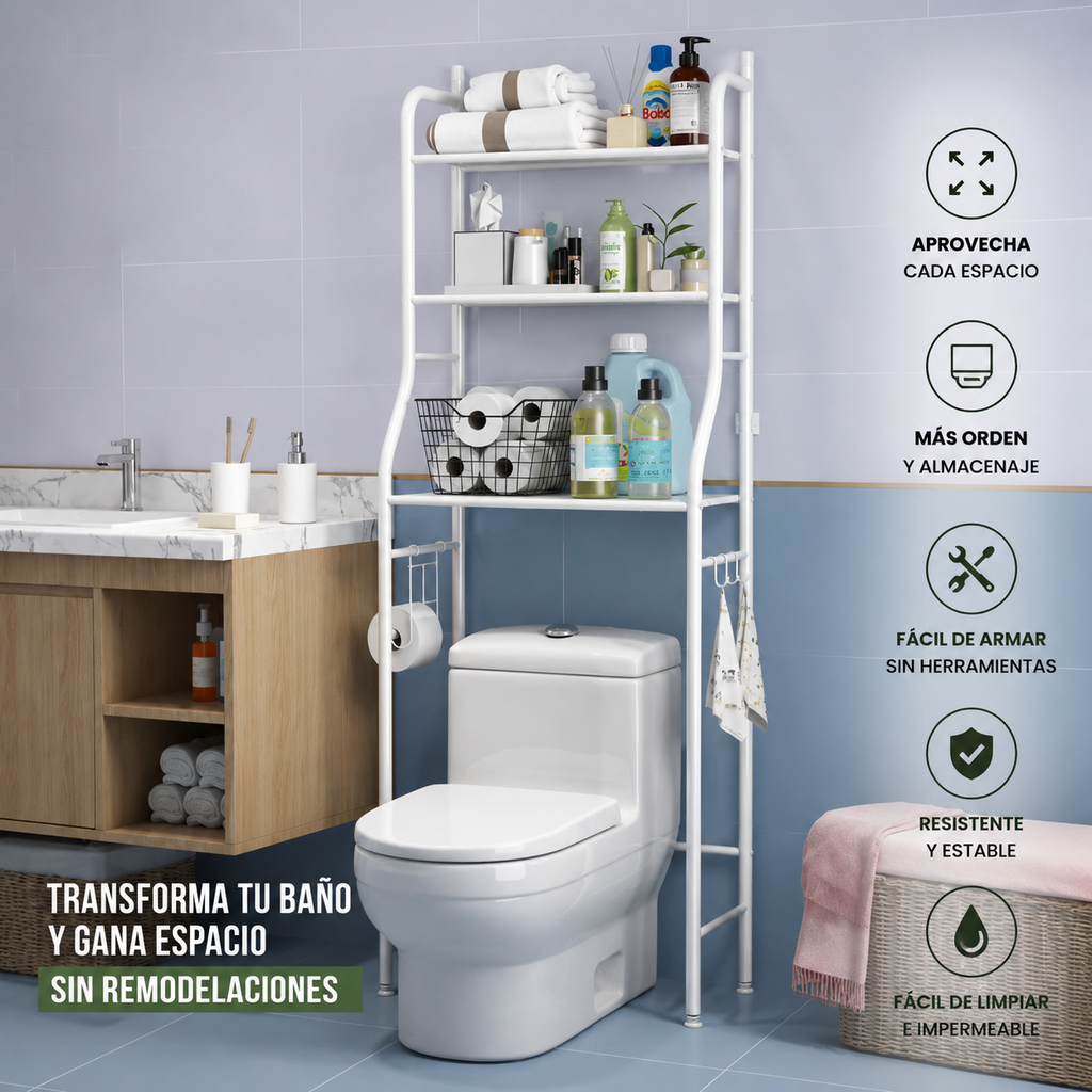 ESTANTERÍA ORGANIZADORA PARA BAÑO - 3 NIVELES