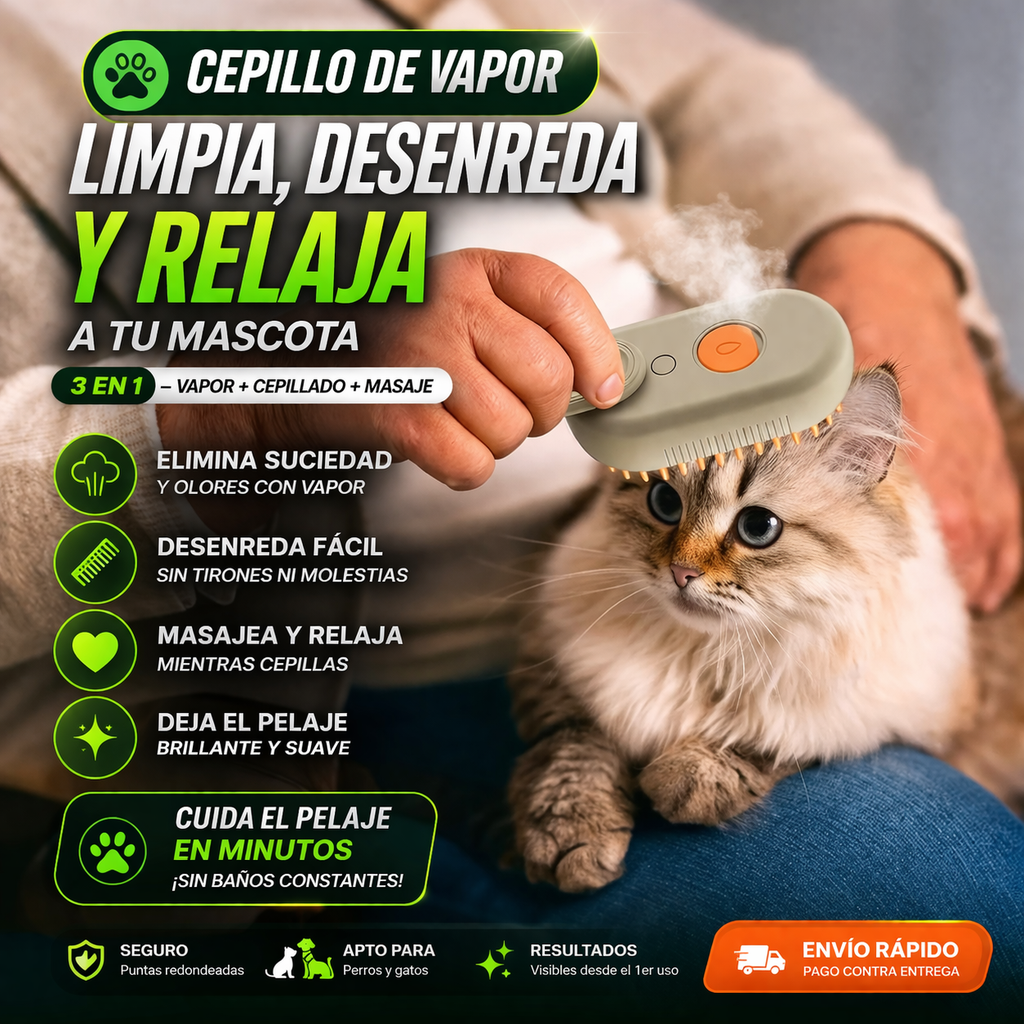 CEPILLO A VAPOR 3 EN 1 PARA MASCOTAS