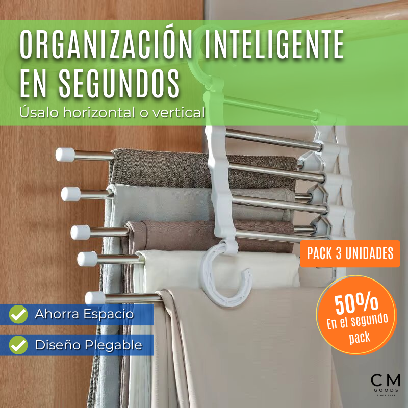 PACK 3 COLGADORES MULTI-PANTALONES AHORRA ESPACIO 5 EN 1