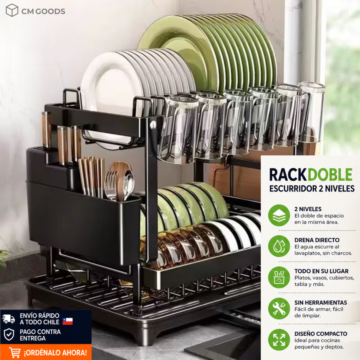 RACKDOBLE – ESCURRIDOR 2 NIVELES