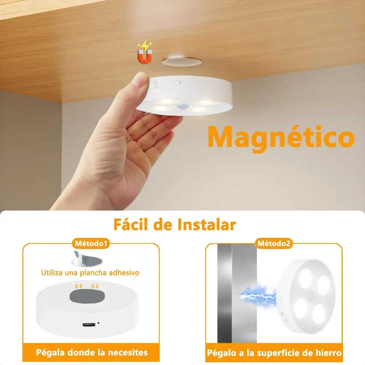 LUZ LED CON SENSOR DE MOVIMIENTO - PACK DE 3
