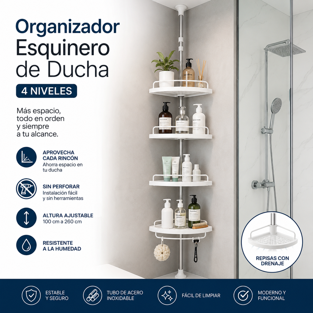 ORGANIZADOR ESQUINERO DE DUCHA DE 4 NIVELES