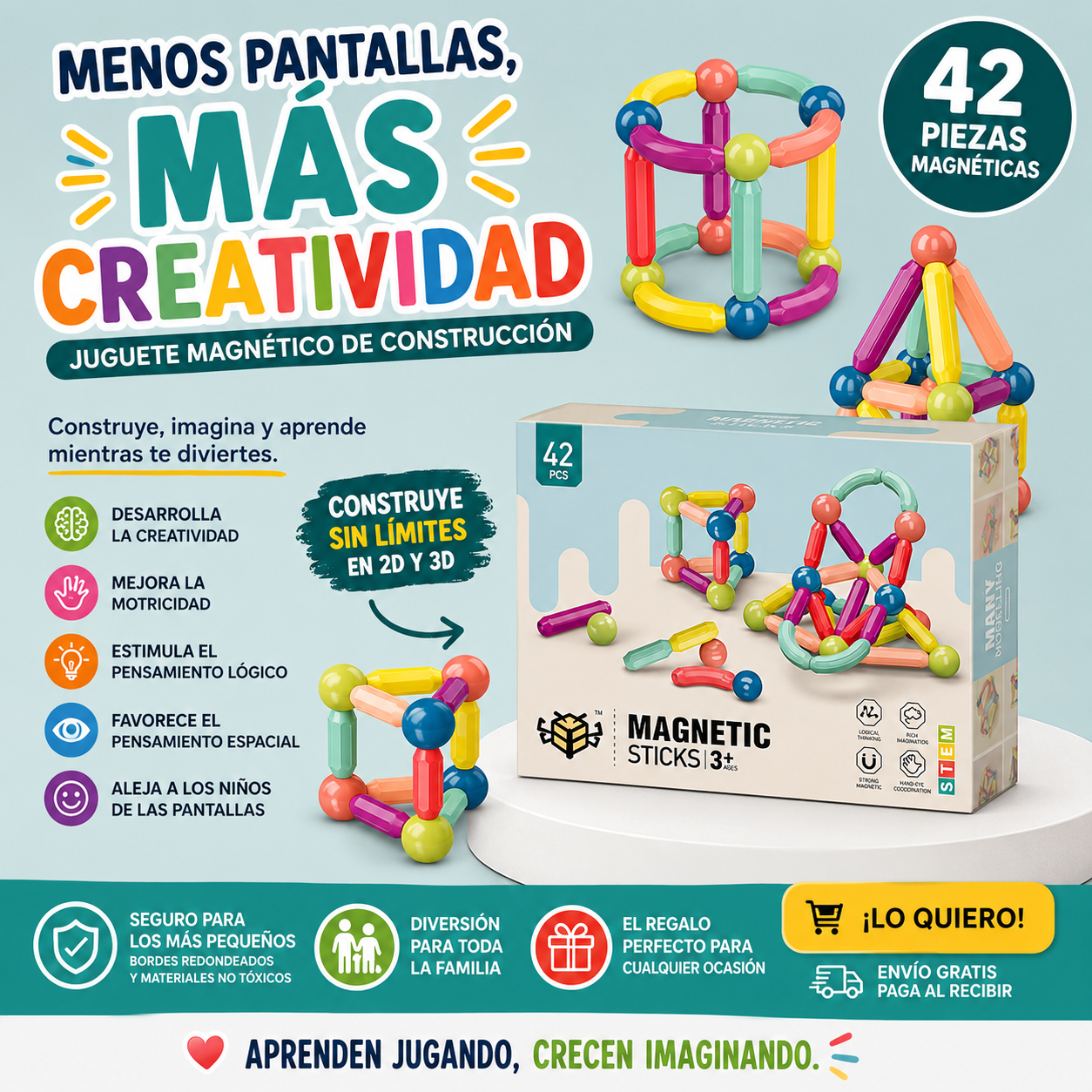 SET MAGNÉTICO CREATIVO 42 PIEZAS
