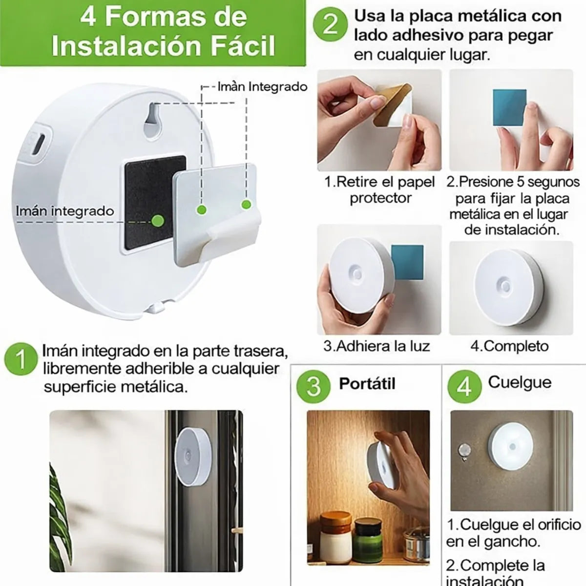 LUZ LED CON SENSOR DE MOVIMIENTO - PACK DE 3