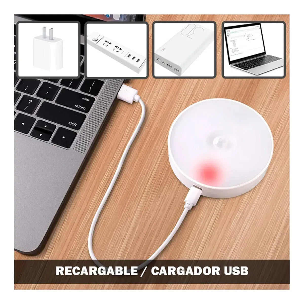 LUZ LED CON SENSOR DE MOVIMIENTO - PACK DE 3